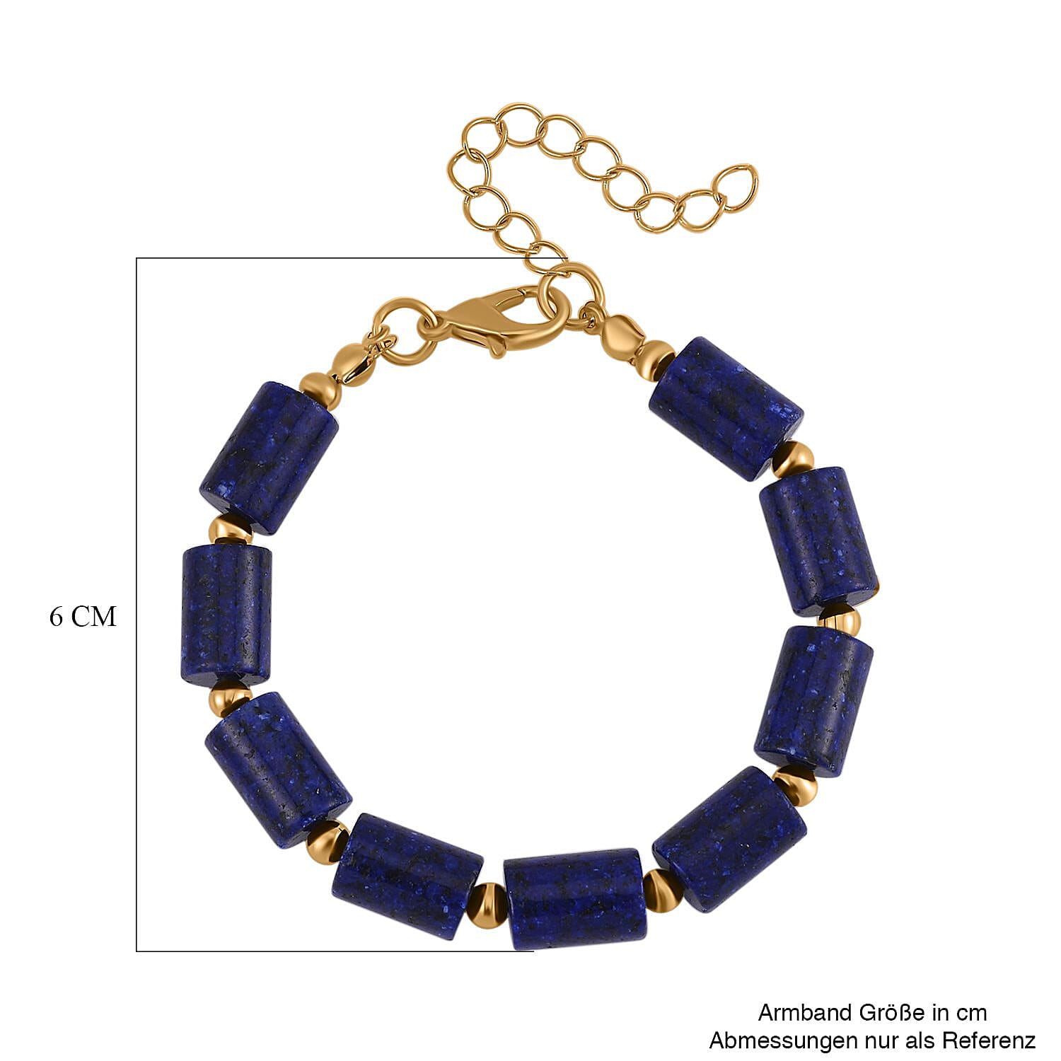 Lapis Lazuli 136.40 ctw Set Earrings and Bracelet (6.50-8.50 In) in Goldtone