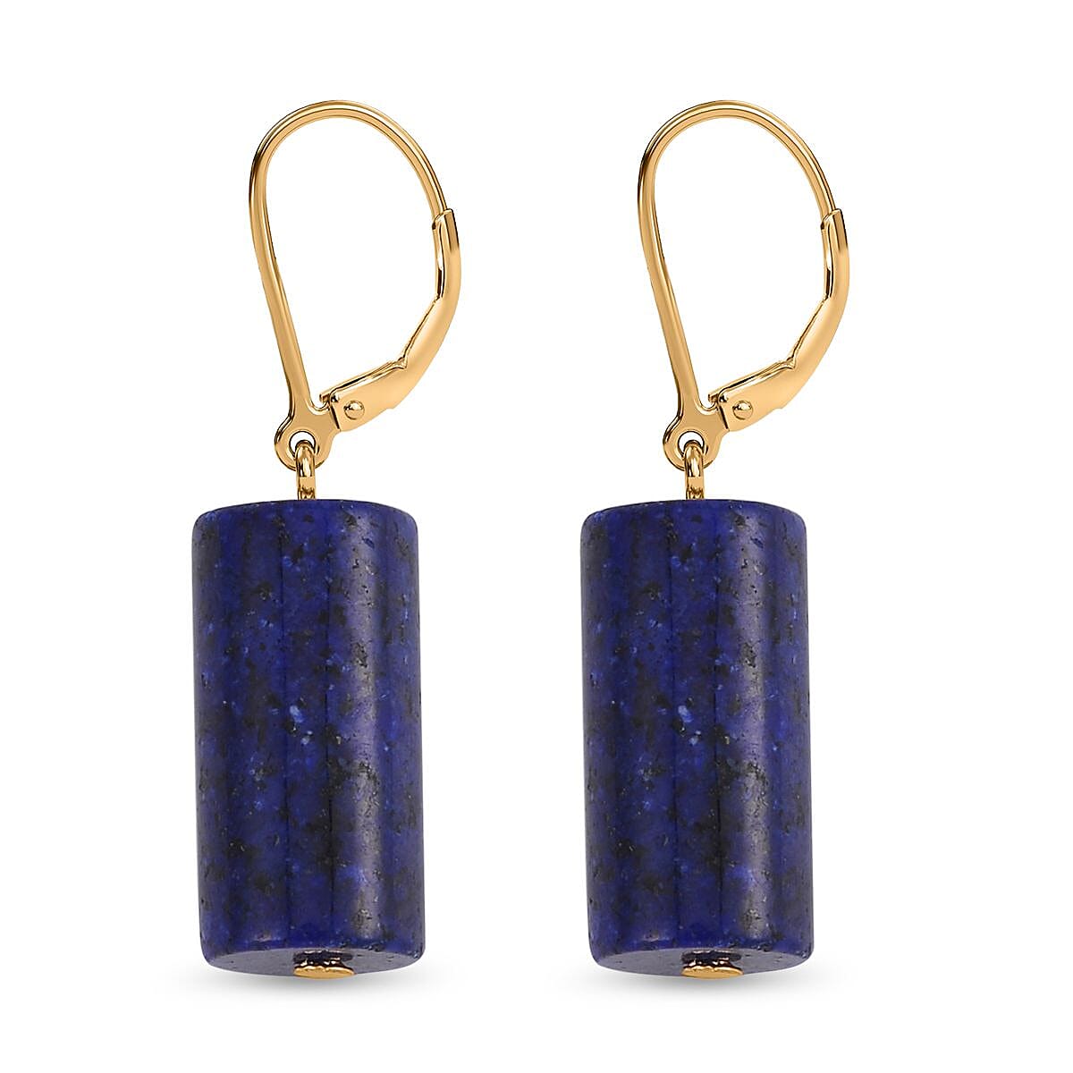 Lapis Lazuli 136.40 ctw Set Earrings and Bracelet (6.50-8.50 In) in Goldtone