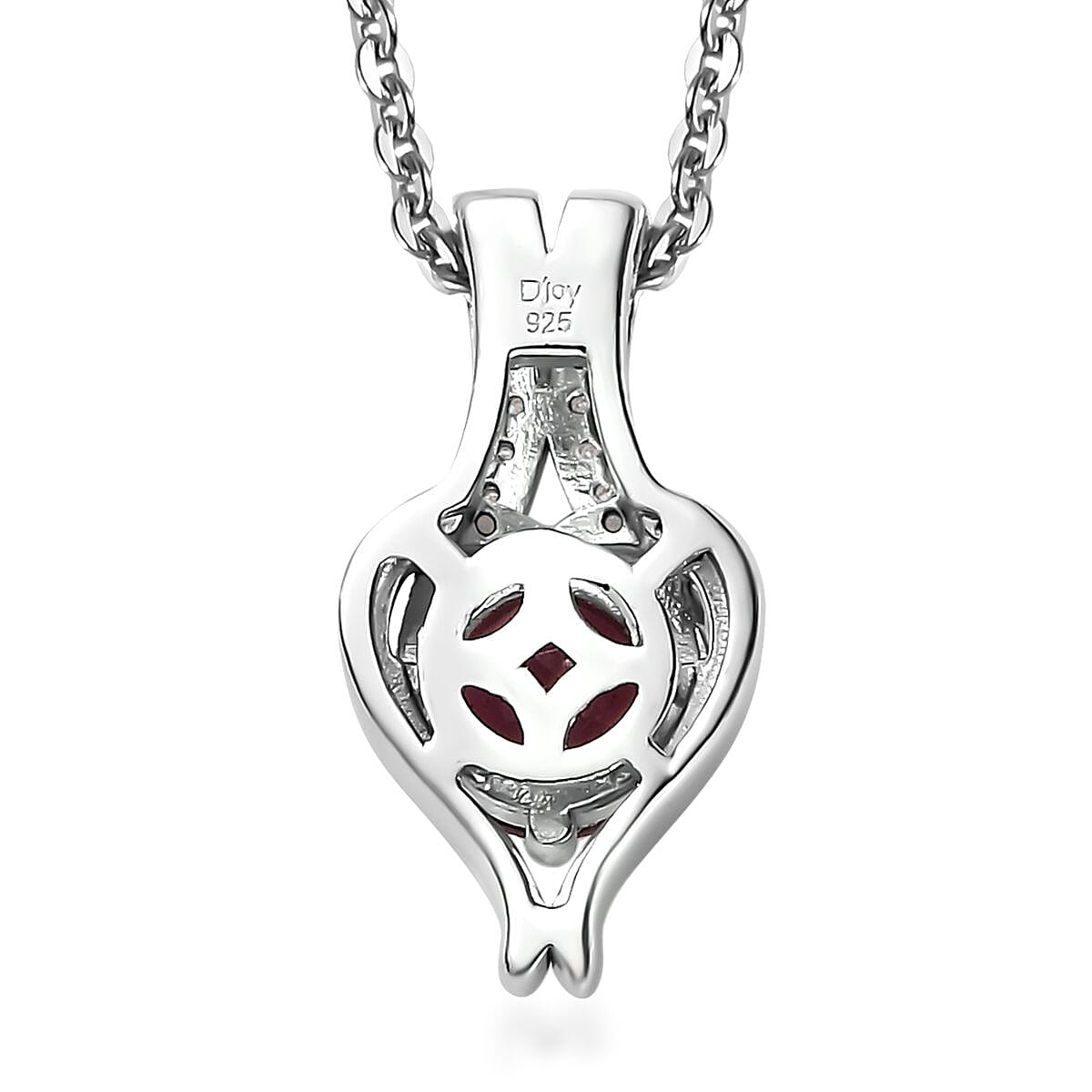 Orissa Rhodolite Garnet and Moissanite Vermeil YG and Pendant Necklace 20 Inches in Platinum Over Sterling Silver 0.85 ctw