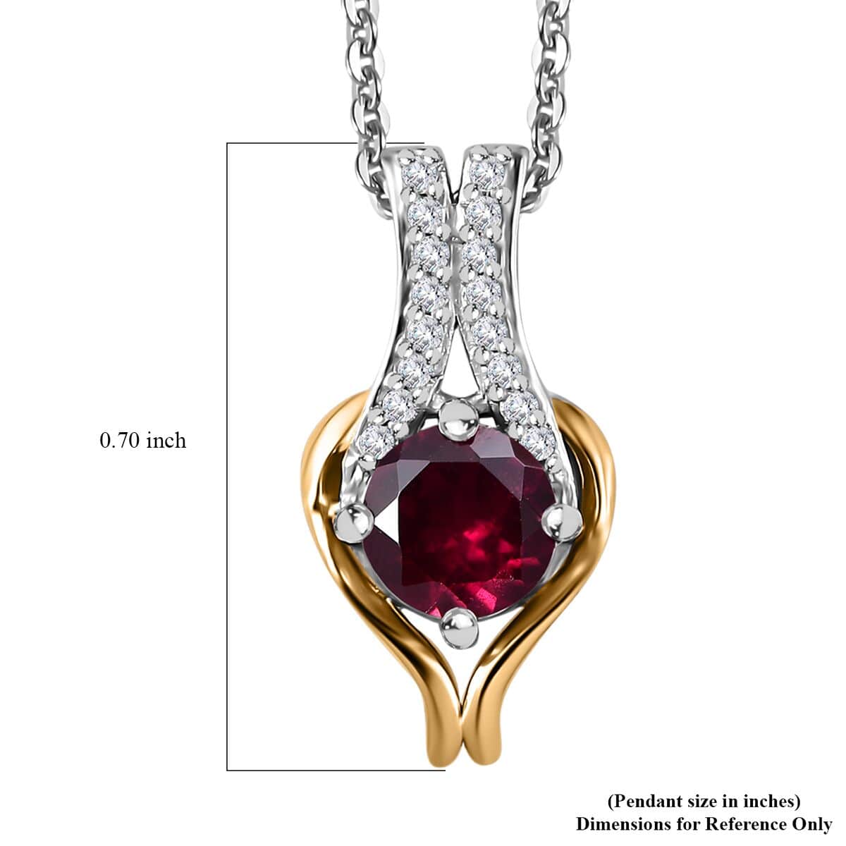 Orissa Rhodolite Garnet and Moissanite Vermeil YG and Pendant Necklace 20 Inches in Platinum Over Sterling Silver 0.85 ctw image number 6