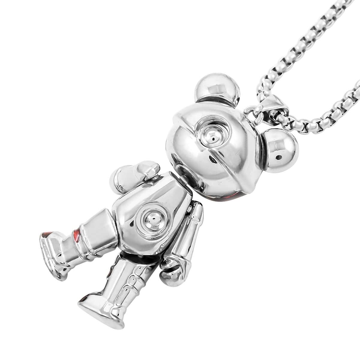 Austrian Crystal and Enameled Bear Pendant in Silvertone with Stainless Steel Necklace 28 Inches image number 3