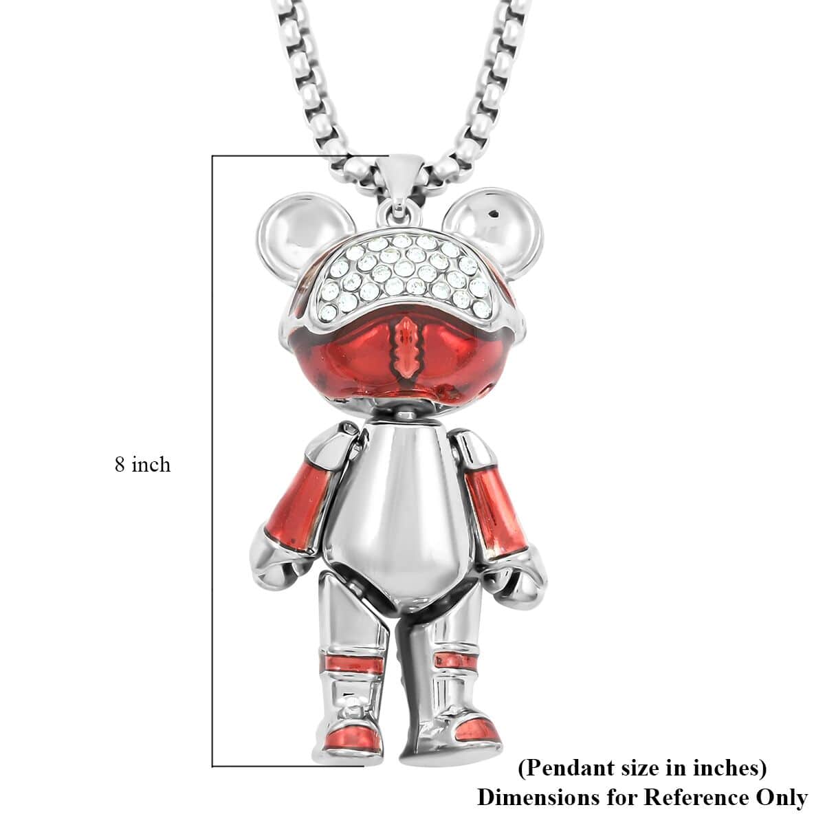 Austrian Crystal and Enameled Bear Pendant in Silvertone with Stainless Steel Necklace 28 Inches image number 5