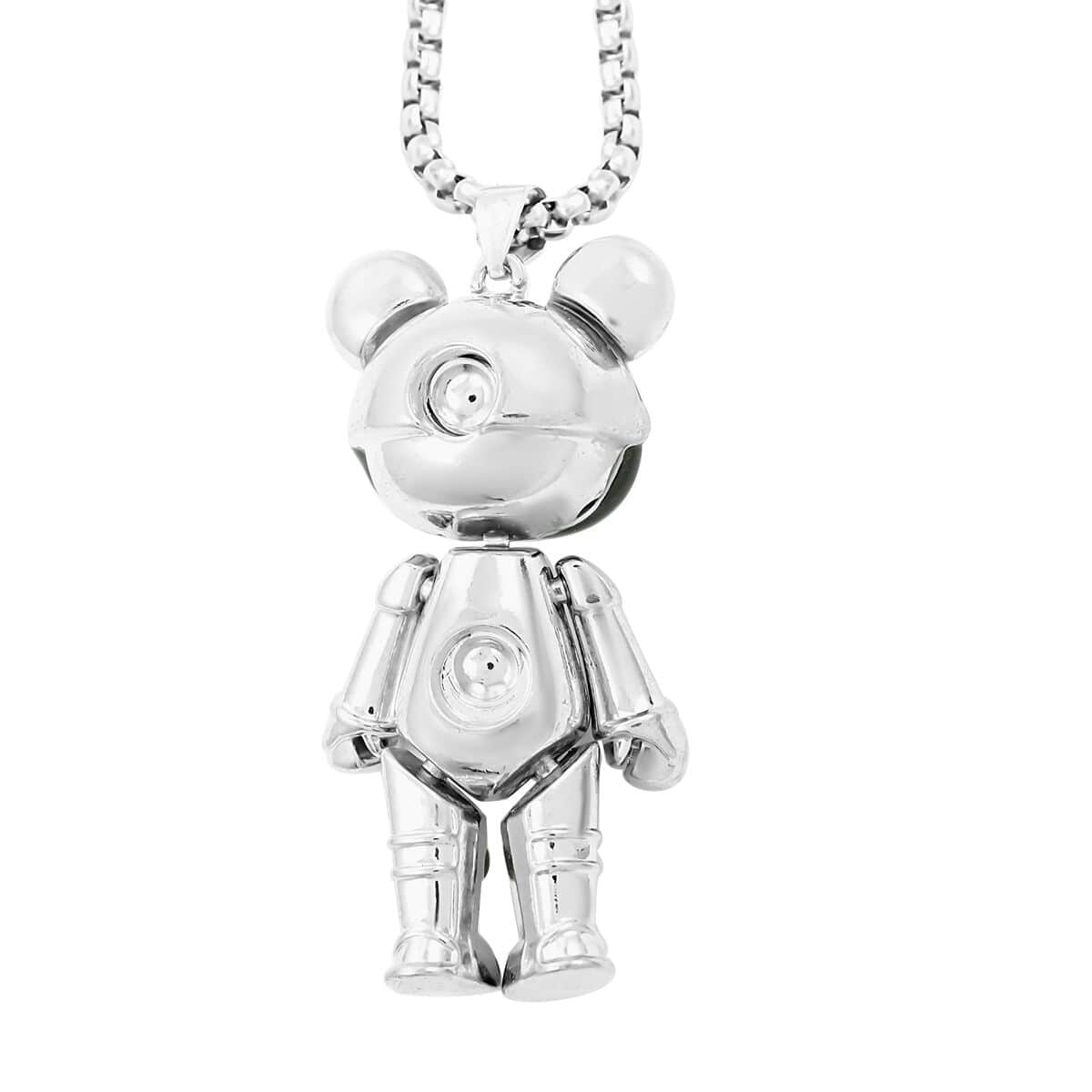 Austrian Crystal and Enameled Bear Pendant in Silvertone with Stainless Steel Necklace 28 Inches image number 3