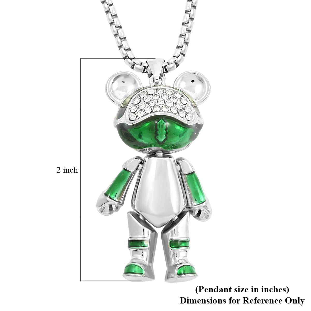 Austrian Crystal and Enameled Bear Pendant in Silvertone with Stainless Steel Necklace 28 Inches image number 5