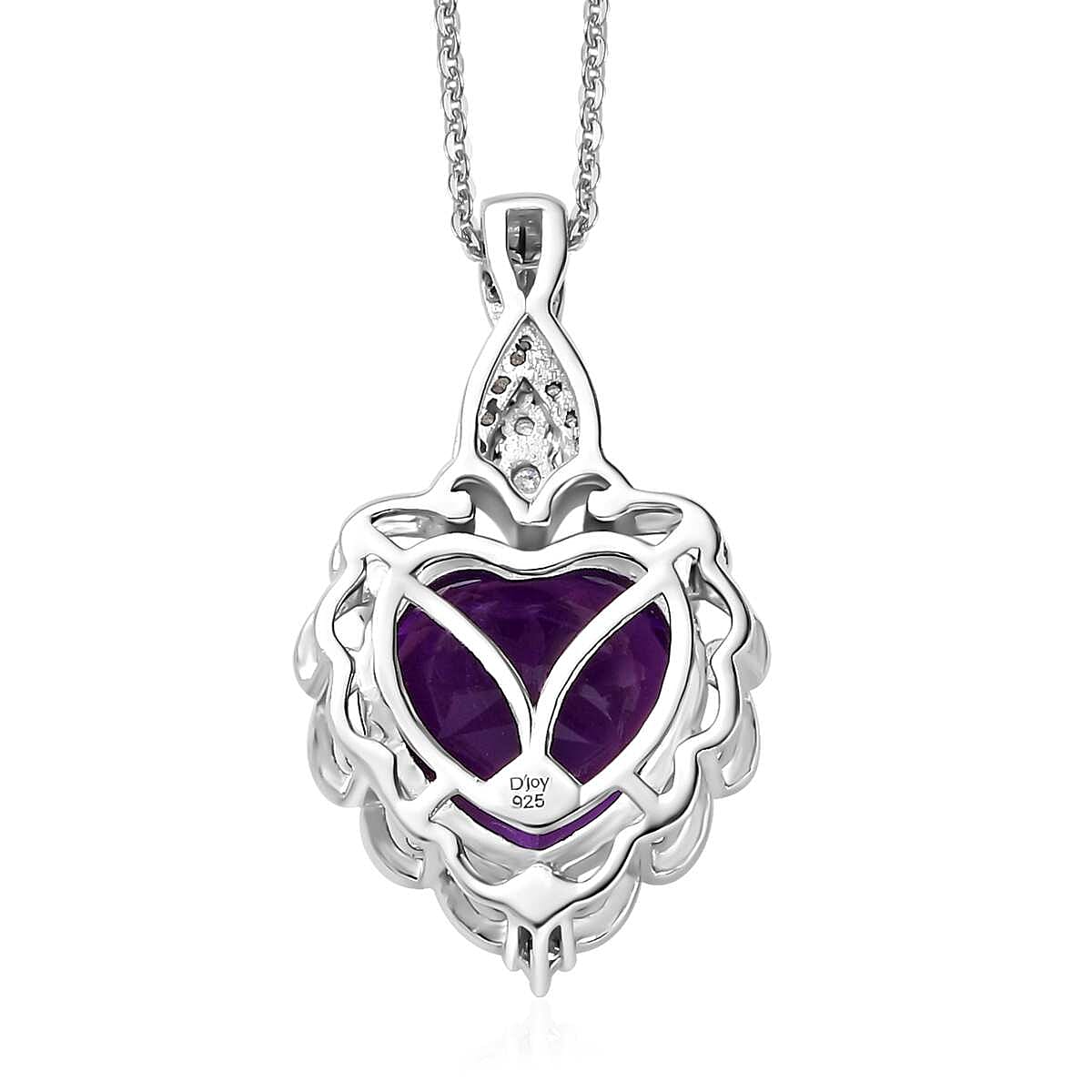 African Amethyst and Moissanite Pendant Necklace 20 Inches in Platinum Over Sterling Silver 5.75 ctw image number 4