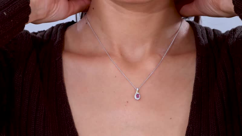Ouro Fino Rubellite and White Zircon Ring (Size 5.0) and Pendant Necklace 20 Inches in Vermeil YG and Platinum Over Sterling Silver 1.10 ctw