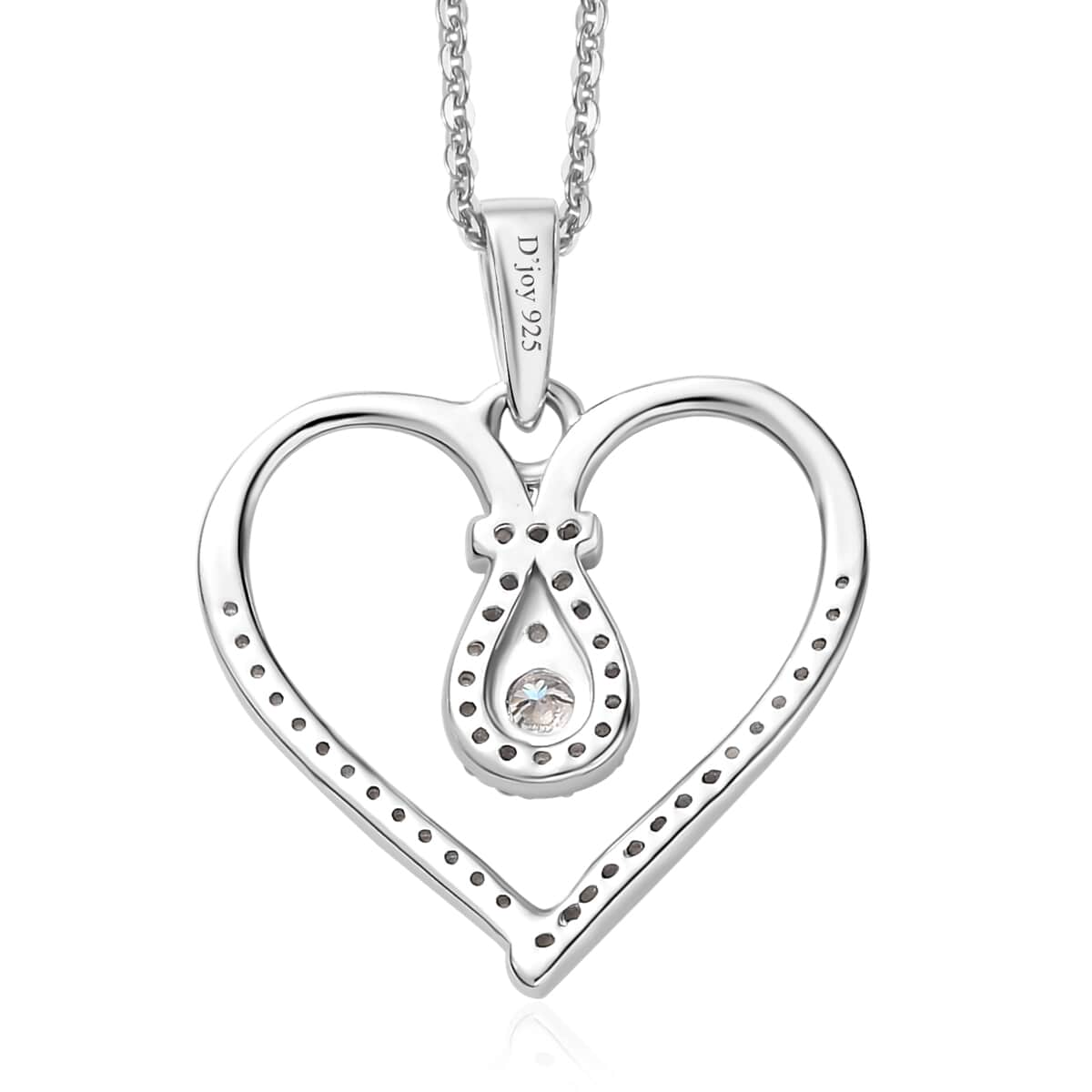 Moissanite Heart Pendant Necklace 20 Inches in Platinum Over Sterling Silver 0.50 ctw image number 4
