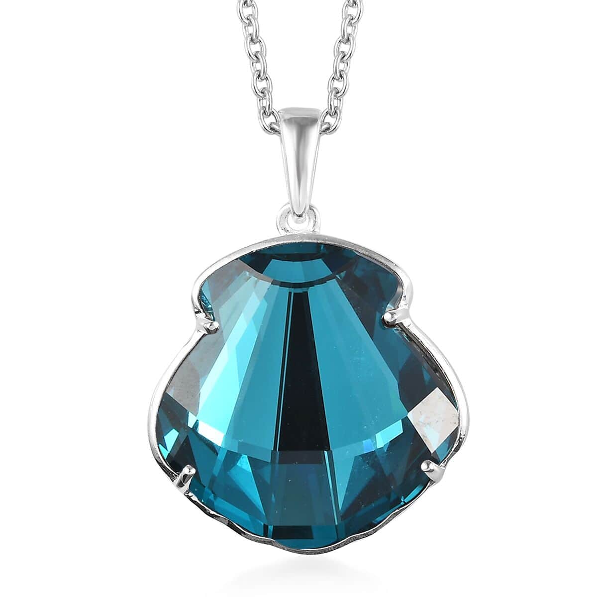 Indicolite Color Crystal Pendant in Sterling Silver with Stainless Steel Necklace 20 Inches image number 0