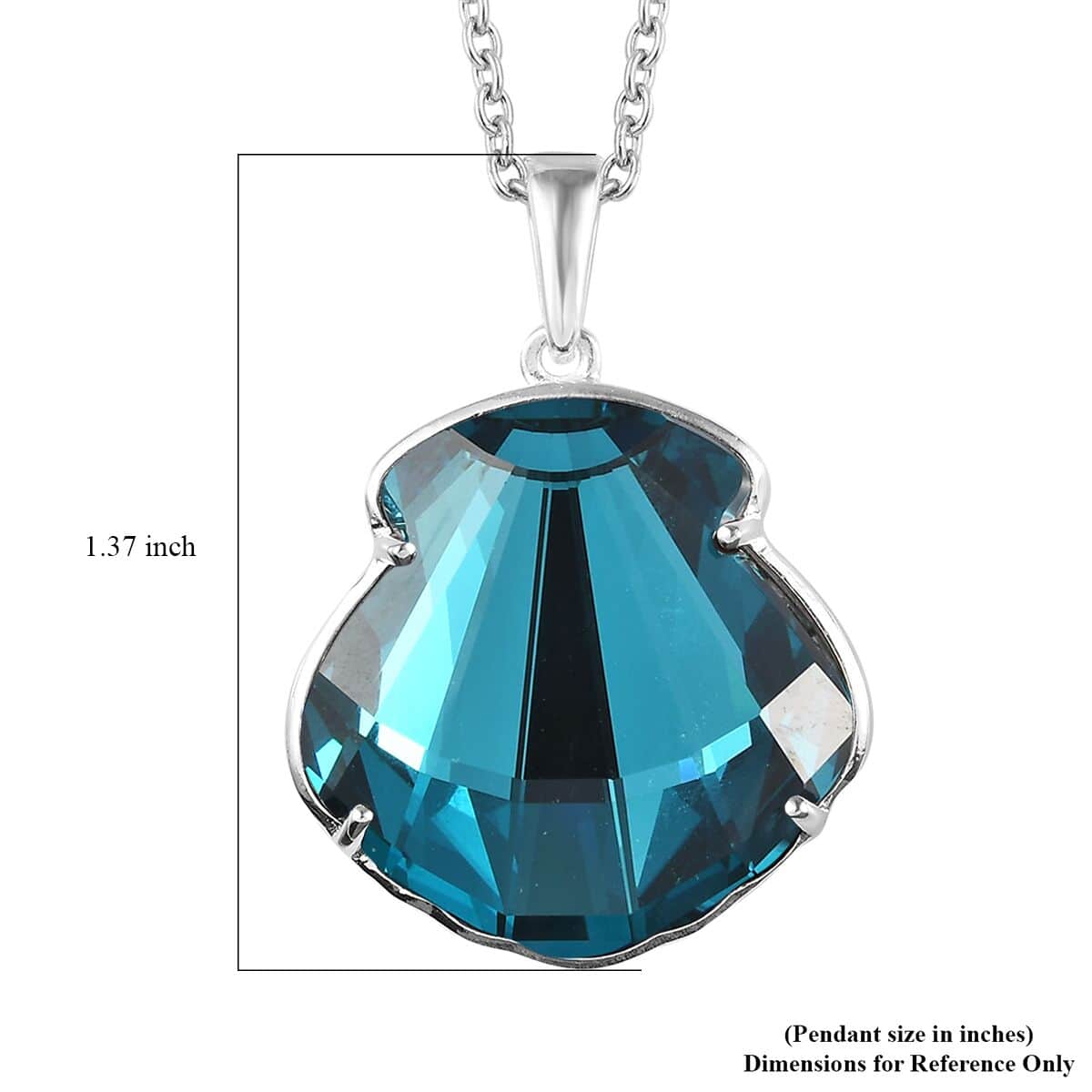 Indicolite Color Crystal Pendant in Sterling Silver with Stainless Steel Necklace 20 Inches image number 6