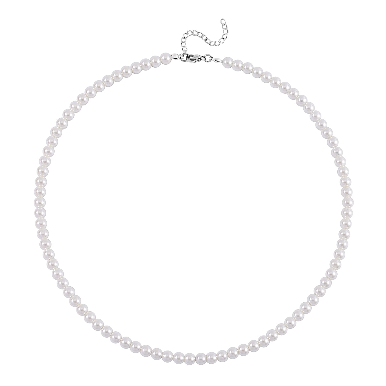 Set with Bow Ribbon Burgundy Packaging 9pcs Set White Color Constituted Shell Pearl Stretch Bracelet, Earrings and Necklace (20-22 Inches) in Stainless Steel