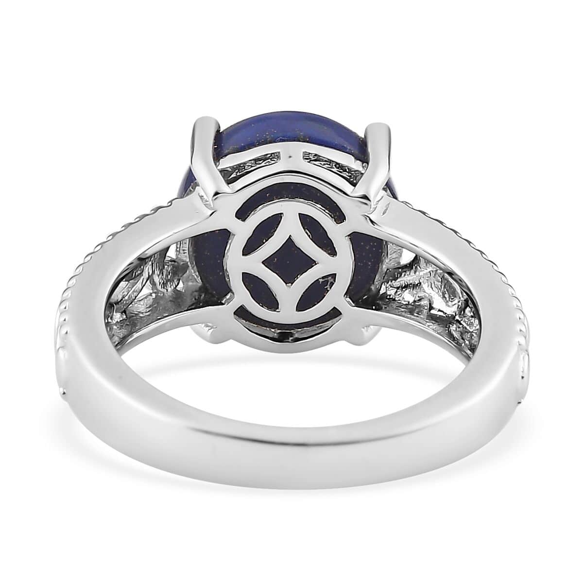 Karis Lapis Lazuli Solitaire Ring (Size 5.0) and Pendant in Platinum Bond with Stainless Steel Necklace 20 Inches 9.10 ctw image number 4