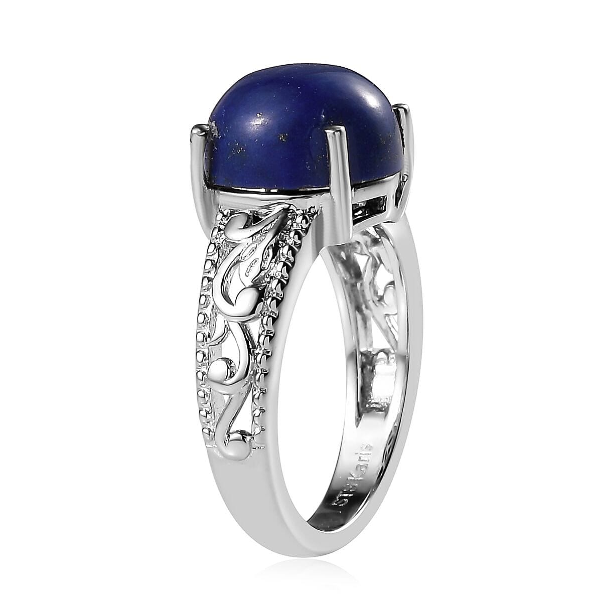 Karis Lapis Lazuli Solitaire Ring (Size 8.0) and Pendant in Platinum Bond with Stainless Steel Necklace 20 Inches 9.10 ctw image number 3