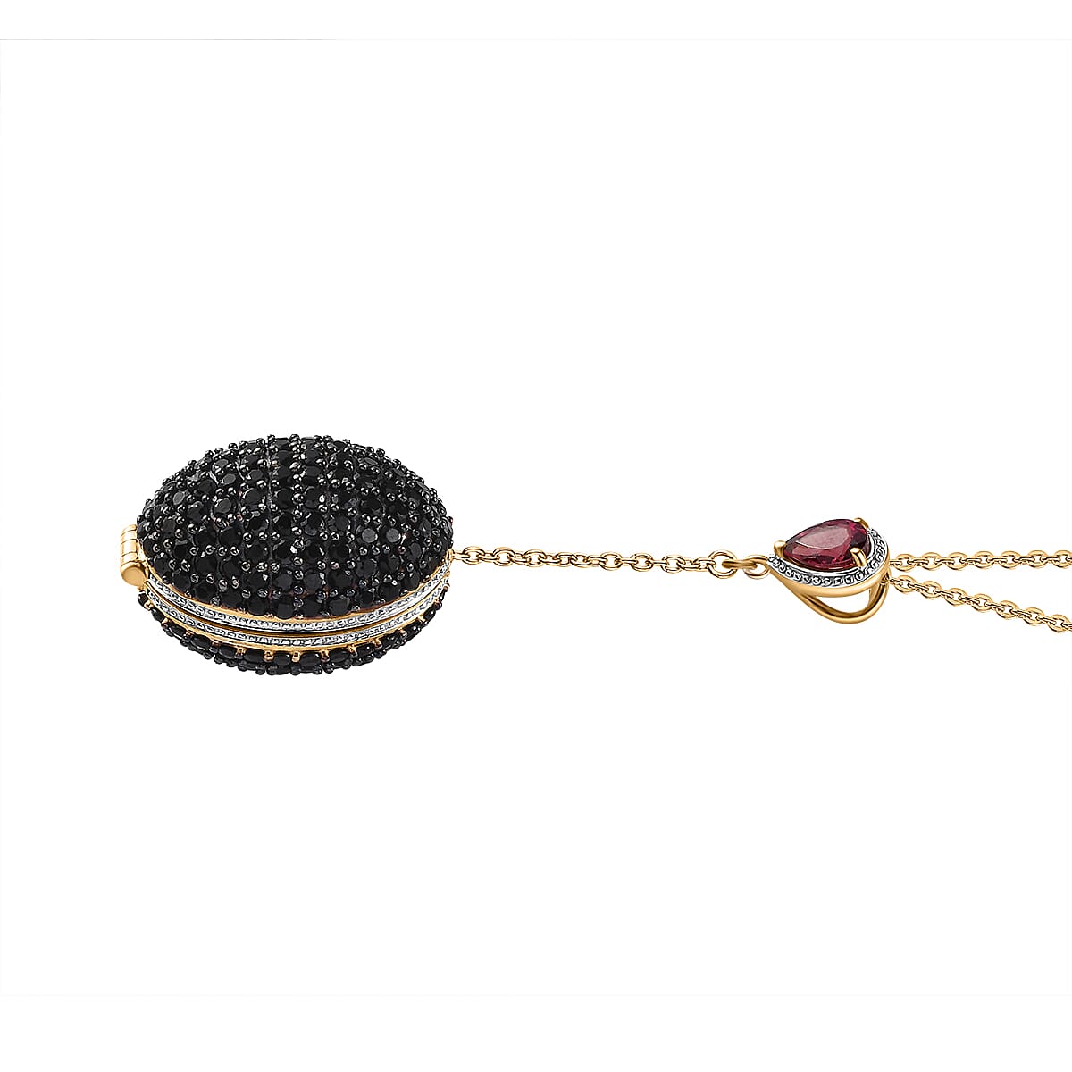 GP Italian Garden Collection Premium Orissa Rhodolite Garnet and Thai Black Spinel Pendant Necklace 20 Inches in Vermeil Yellow Gold Over Sterling Silver 14.60 ctw