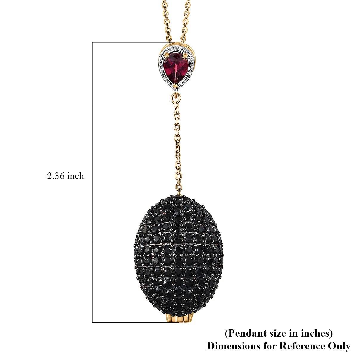GP Italian Garden Collection Premium Orissa Rhodolite Garnet and Thai Black Spinel Pendant Necklace 20 Inches in Vermeil Yellow Gold Over Sterling Silver 14.60 ctw