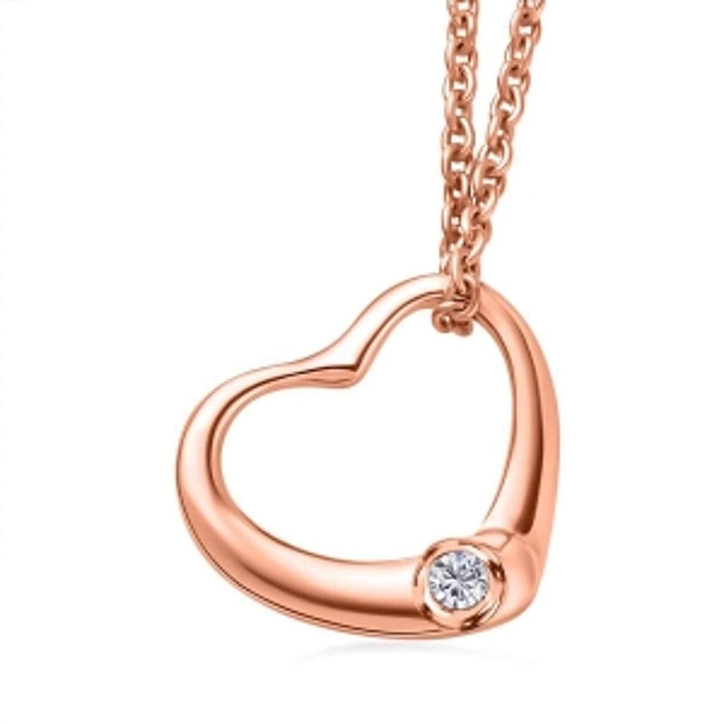 Moissanite 0.05 ctw Pendant Necklace in Vermeil RG Over Sterling Silver 18 Inches