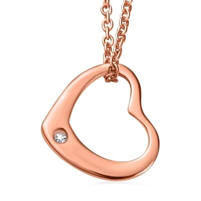 Moissanite 0.05 ctw Pendant Necklace in Vermeil RG Over Sterling Silver 18 Inches