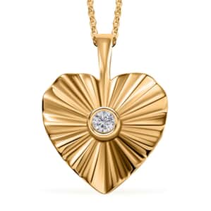 Mother’s Day Gift Moissanite Heart Pendant Necklace 20 Inches in Vermeil Yellow Gold Over Sterling Silver 0.10 ctw