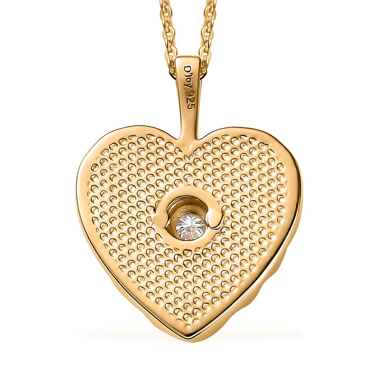 Moissanite Heart Pendant Necklace 20 Inches in Vermeil Yellow Gold Over Sterling Silver 0.10 ctw