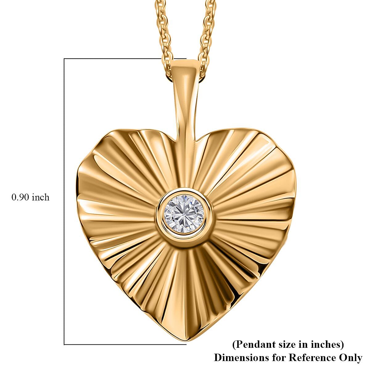 Moissanite Heart Pendant Necklace 20 Inches in Vermeil Yellow Gold Over Sterling Silver 0.10 ctw