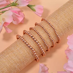 EverTrue Set of 5 Beaded Stretch Bracelet in ION Plated RG Stainless Steel