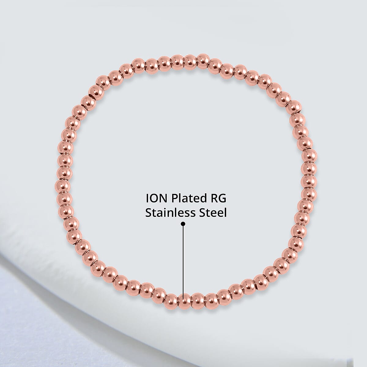 EverTrue Set of 5 Beaded Stretch Bracelet in ION Plated RG Stainless Steel image number 4