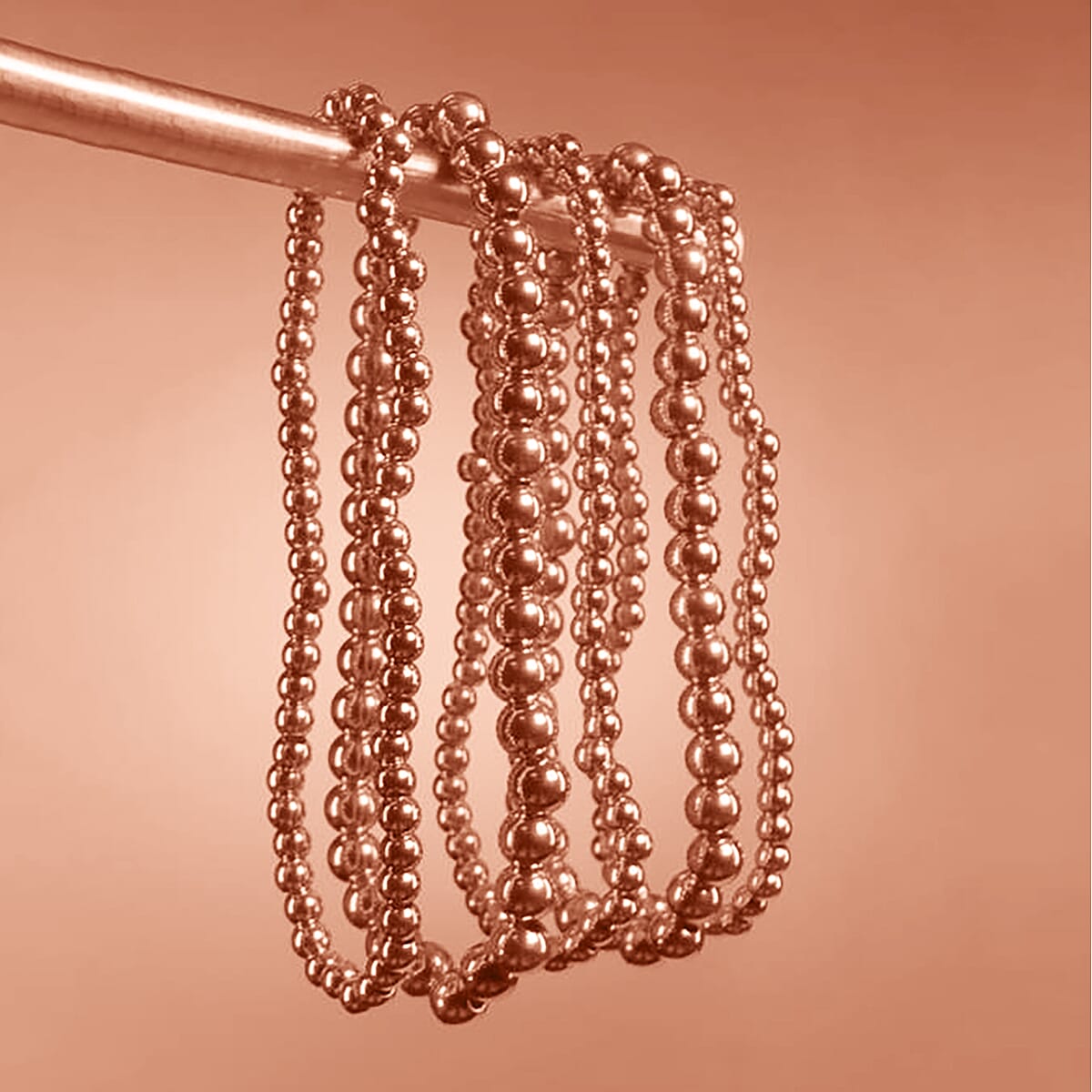 EverTrue Set of 5 Beaded Stretch Bracelet in ION Plated RG Stainless Steel image number 6