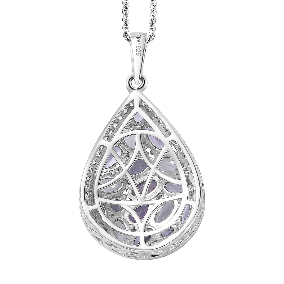 Tanzanite and Multi Gemstone Cocktail Pendant Necklace 20 Inches in Platinum Over Sterling Silver 3.90 ctw image number 4
