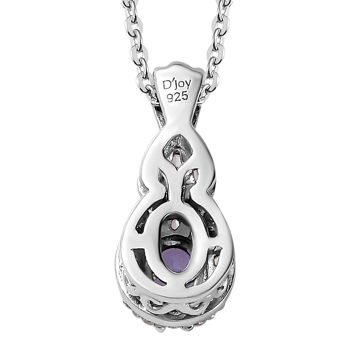Tanzanite and White Zircon Halo Ring (Size 9.0) and Pendant Necklace 20 Inches in Platinum Over Sterling Silver 1.75 ctw image number 8