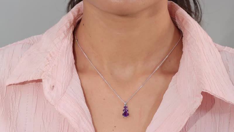 African Amethyst Pendant Necklace (20 Inches) in Platinum Over Sterling Silver 1.35 ctw