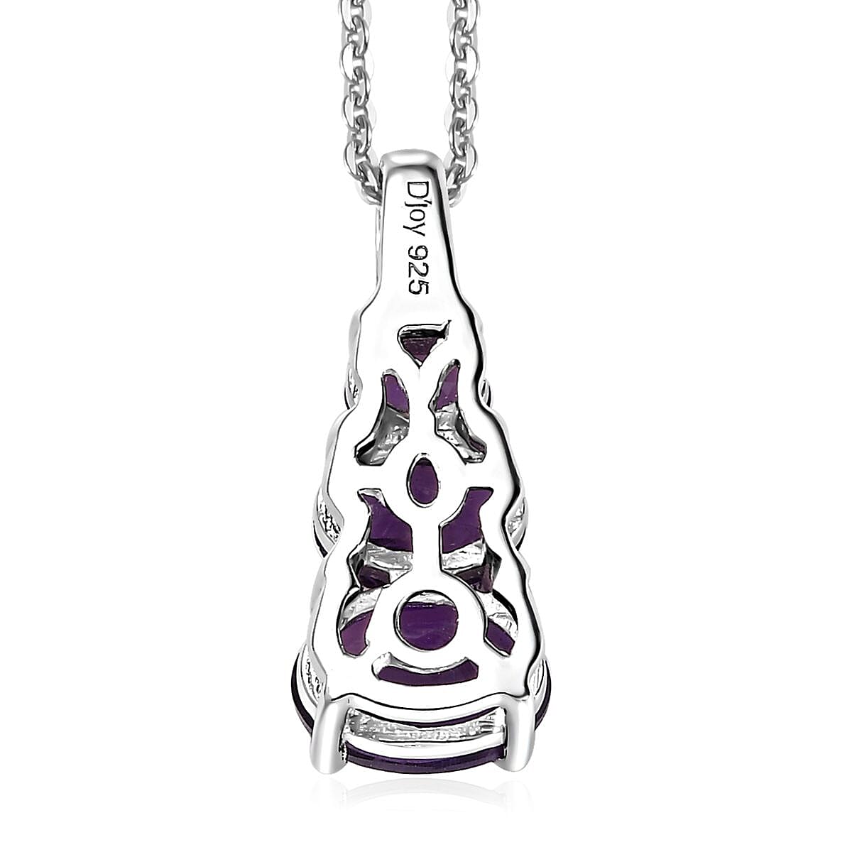 African Amethyst Pendant Necklace 20 Inches in Platinum Over Sterling Silver 1.35 ctw