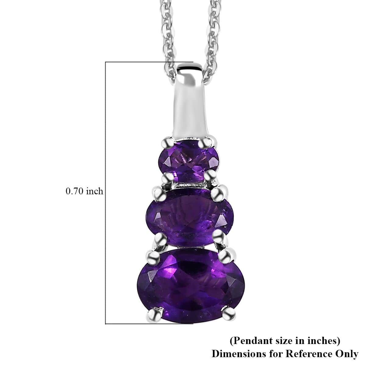 African Amethyst Pendant Necklace (20 Inches) in Platinum Over Sterling Silver 1.35 ctw image number 6