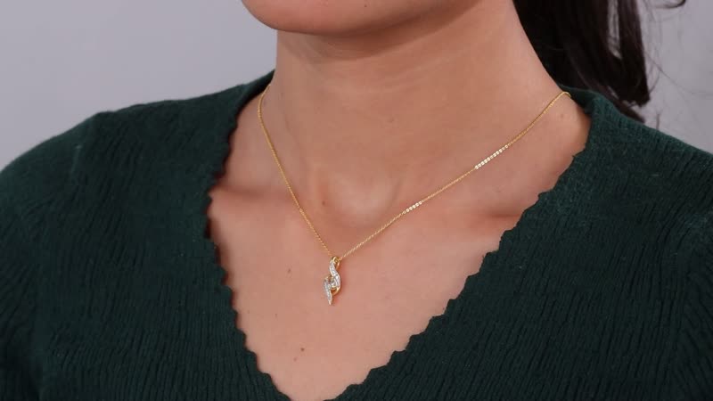 Golden Tanzanite and White Zircon Pendant Necklace 20 Inches in Vermeil Yellow Gold Over Sterling Silver 0.40 ctw