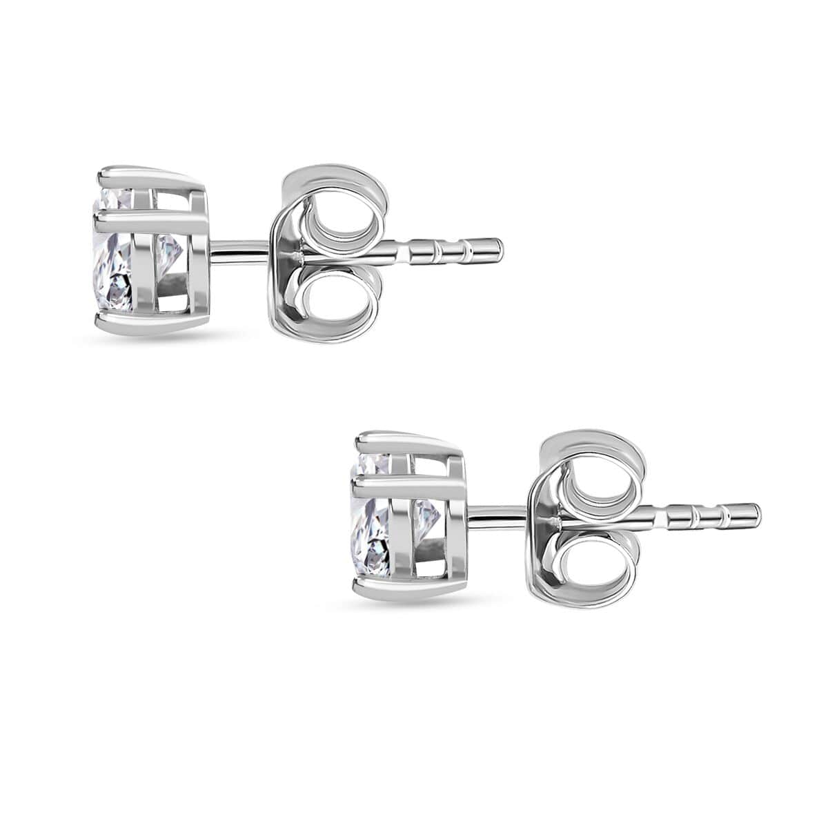 Moissanite Floral Ring (Size 10.0) and Stud Earrings in Platinum Over Sterling Silver 2.40 ctw image number 6