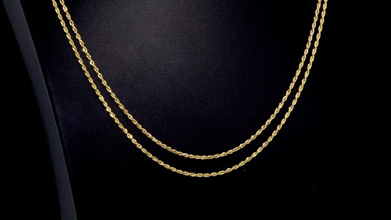 10K Yellow Gold 1.5mm Rope Set of 2 Chain Necklace 20 & 22 Inches 2.7 Grams