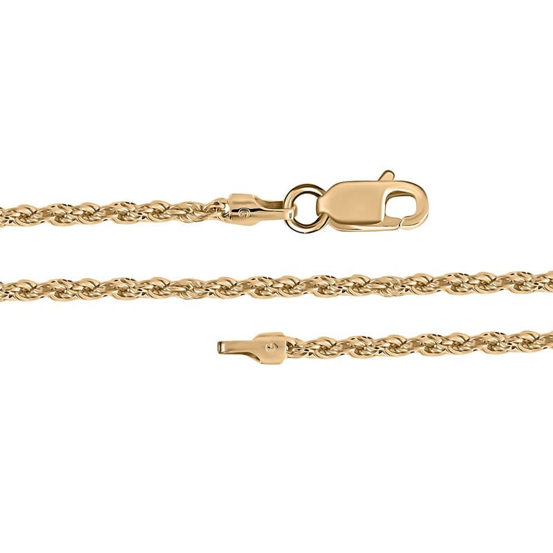 10K Yellow Gold 1.5mm Rope Set of 2 Chain Necklace 20 & 22 Inches 2.7 Grams