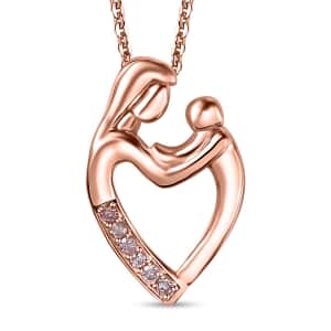 Natural Pink Diamond I3 Mom  & Son Love Pendant Necklace 20 Inches in Vermeil Rose Gold Over Sterling Silver 0.06 ctw