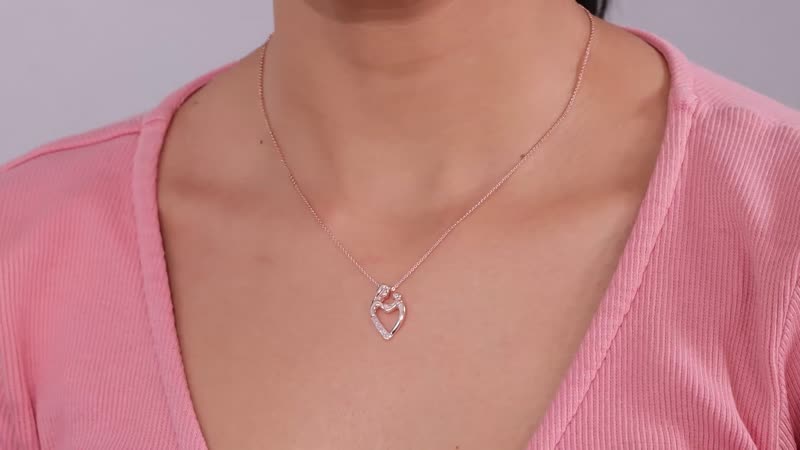 Natural Pink Diamond I3 Mom  & Son Love Pendant Necklace 20 Inches in Vermeil Rose Gold Over Sterling Silver 0.06 ctw