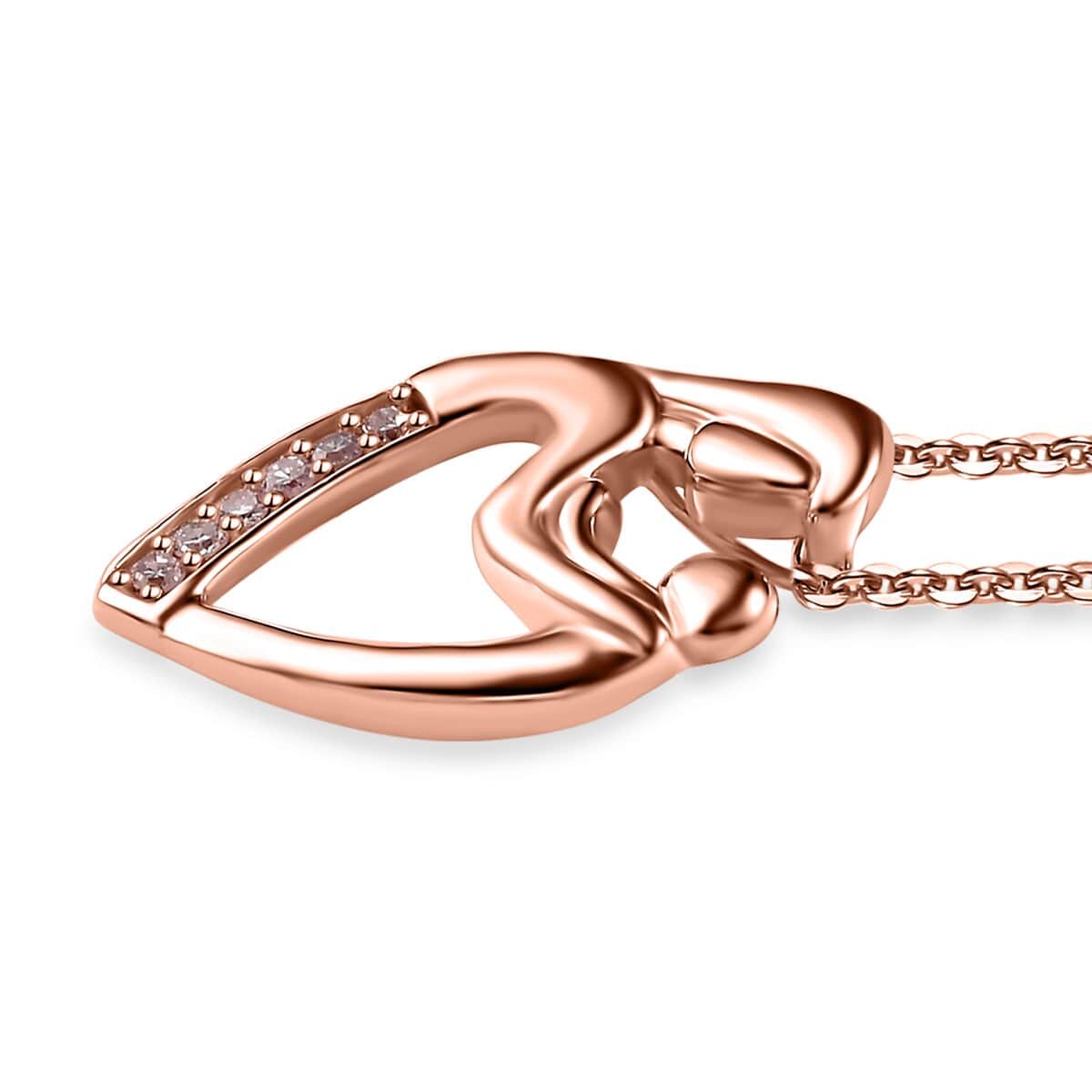 Natural Pink Diamond I3 Mom  & Son Love Pendant Necklace 20 Inches in Vermeil Rose Gold Over Sterling Silver 0.06 ctw image number 3
