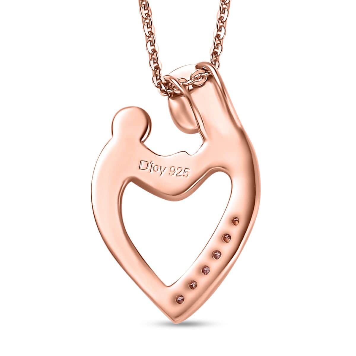 Natural Pink Diamond I3 Mom  & Son Love Pendant Necklace 20 Inches in Vermeil Rose Gold Over Sterling Silver 0.06 ctw image number 4