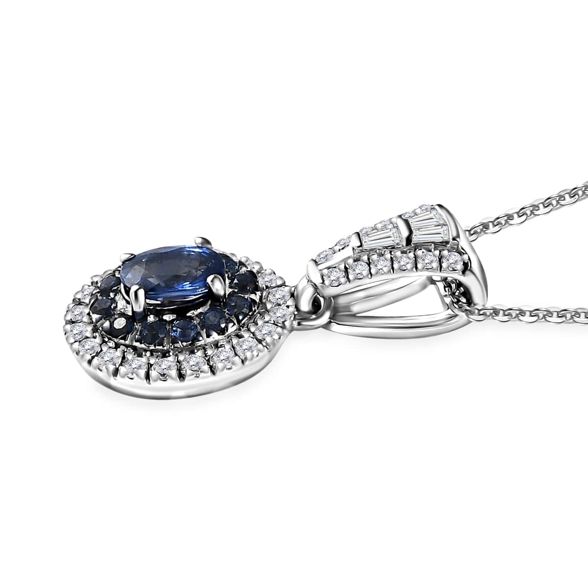 Blue Diamond, Diamond Cocktail Pendant in Rhodium and Platinum Over Sterling -1ct 海外 即決 - スキル、知識