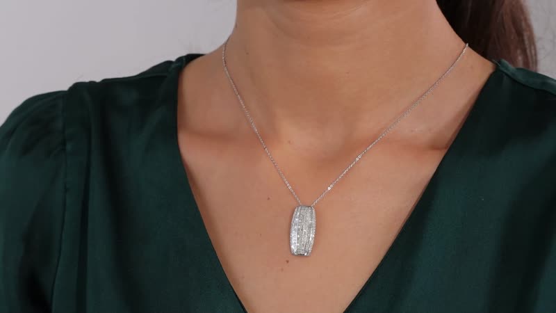 Diamond Pendant Necklace 20 Inches in Platinum Over Sterling Silver 1.00 ctw