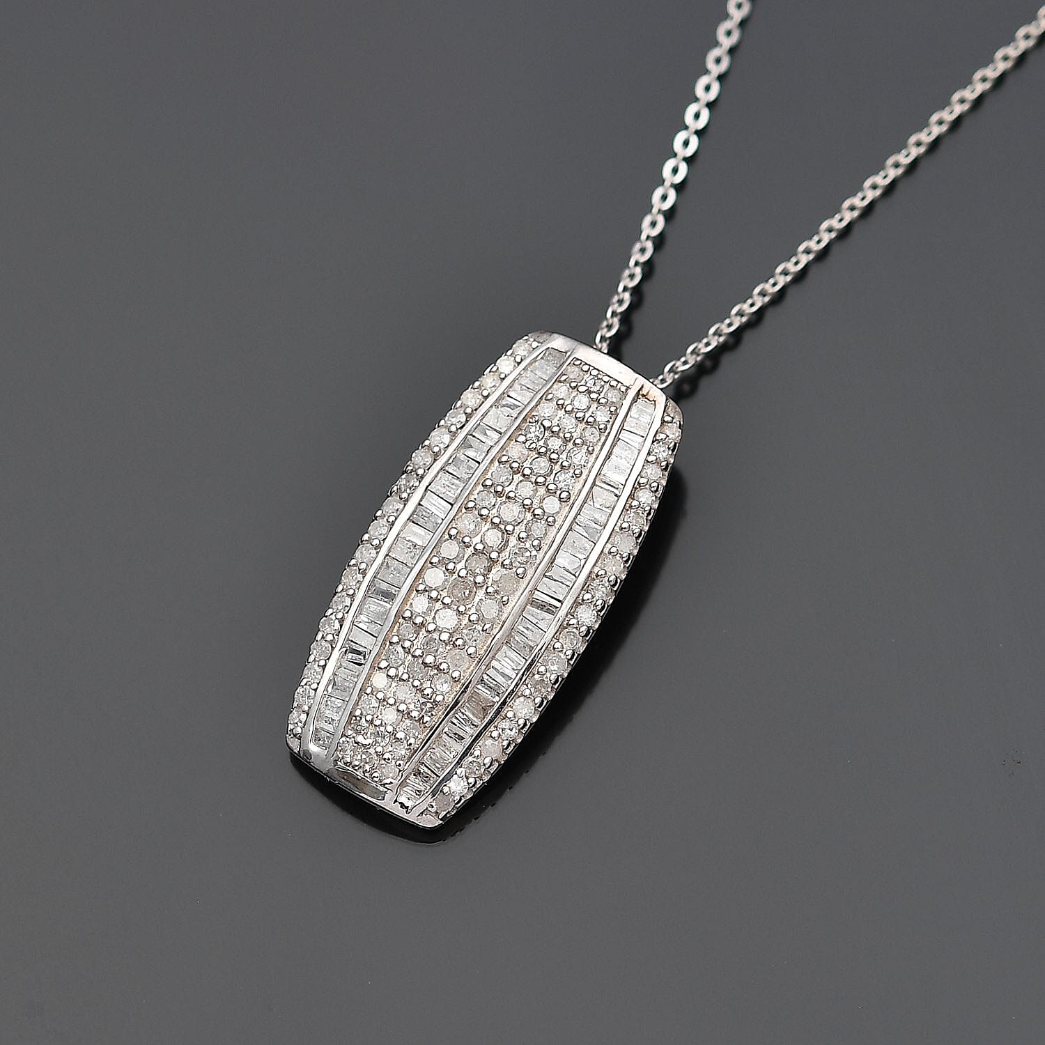 Diamond Pendant Necklace 20 Inches in Platinum Over Sterling Silver 1.00 ctw