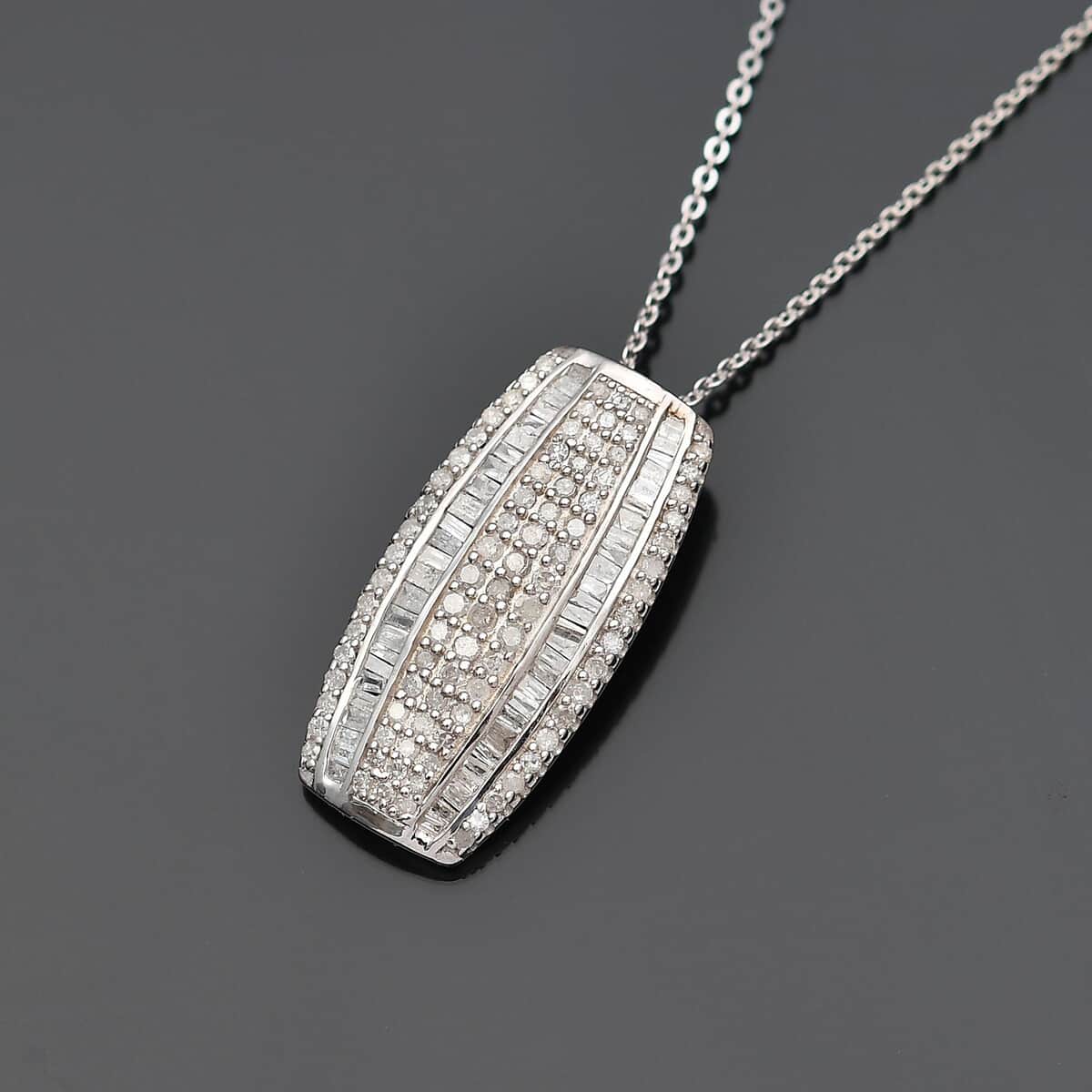 Diamond Pendant Necklace 20 Inches in Platinum Over Sterling Silver 1.00 ctw image number 1
