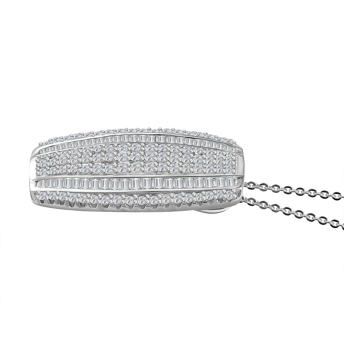 Diamond Pendant Necklace 20 Inches in Platinum Over Sterling Silver 1.00 ctw