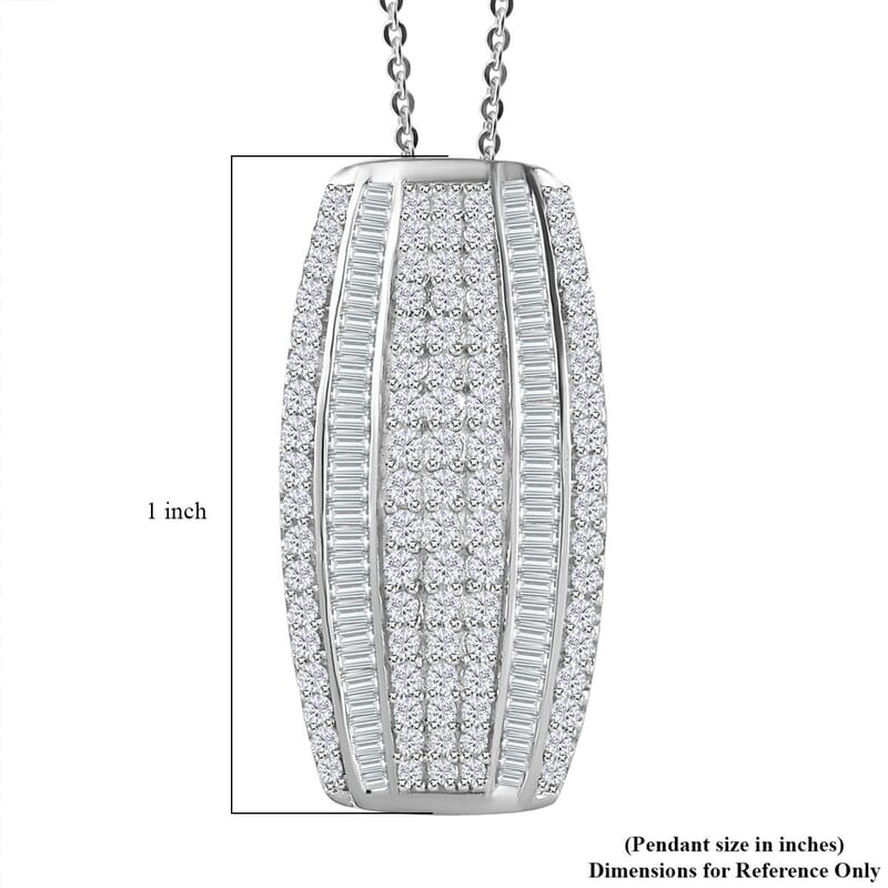 Diamond Pendant Necklace 20 Inches in Platinum Over Sterling Silver 1.00 ctw