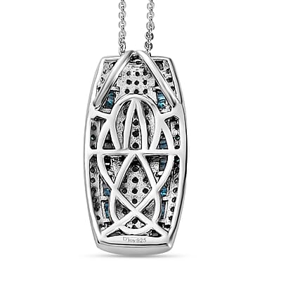 Blue Diamond (IR) Pendant Necklace 20 Inches in Platinum Over Sterling Silver 1.00 ctw