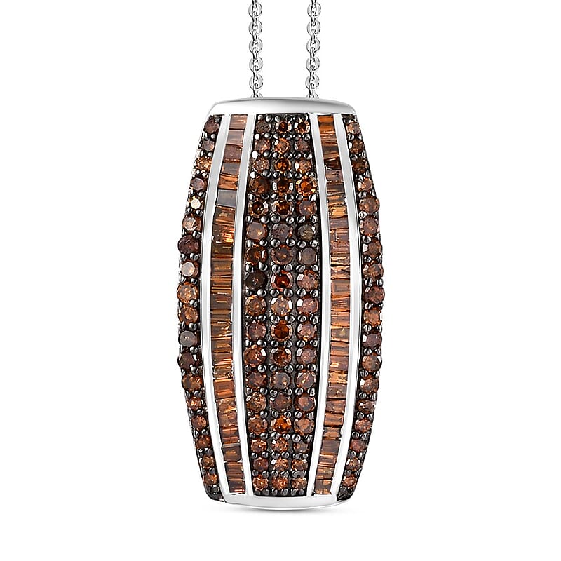 Red Diamond Pendant Necklace 20 Inches in Platinum Over Sterling Silver 1.00 ctw