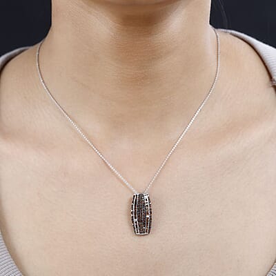 Red Diamond Pendant Necklace 20 Inches in Platinum Over Sterling Silver 1.00 ctw