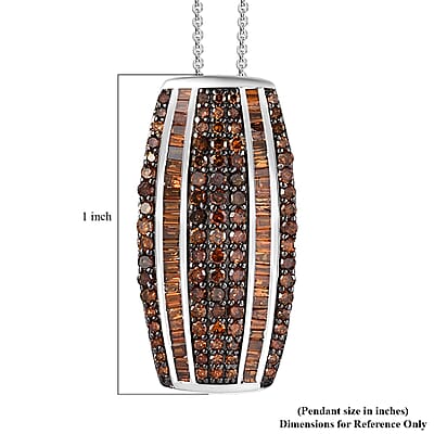 Red Diamond Pendant Necklace 20 Inches in Platinum Over Sterling Silver 1.00 ctw