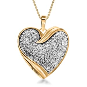 Diamond Heart Pendant Necklace 18 Inches in 14K Yellow Gold Over Sterling Silver 1.00 ctw